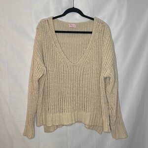 PINK LILY OFF THE SHOULDER OVERSIZED KNIT SWEATER (L)